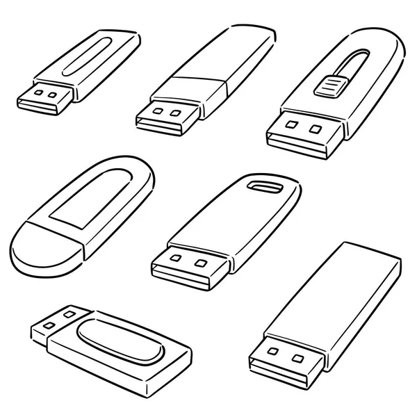 Vector set of usb flash drive — Stock Vector