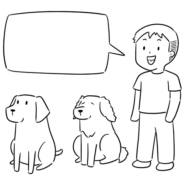 Ensemble vectoriel d'homme et de chien — Image vectorielle