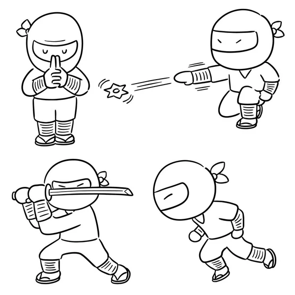 Vector conjunto de ninja — Vector de stock