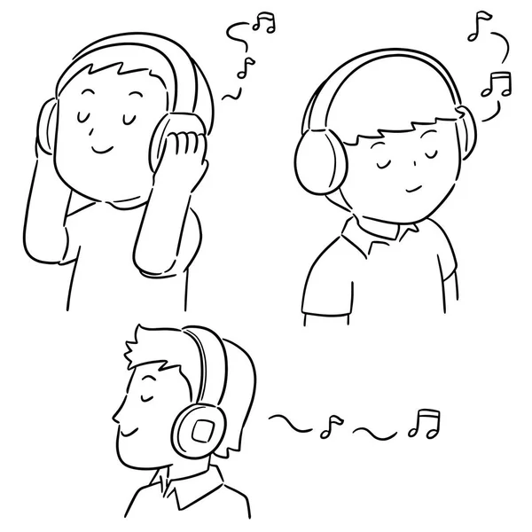 Vector conjunto de personas escuchando música — Archivo Imágenes Vectoriales