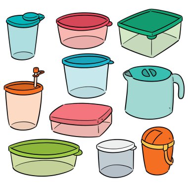 plastik konteyner vektör kümesi