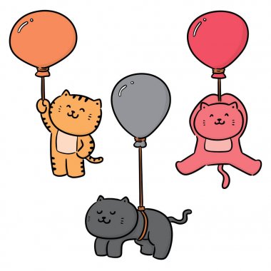 kedi balon ile vektör kümesi