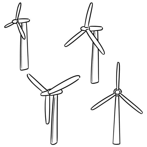 Ensemble vectoriel d'éoliennes — Image vectorielle