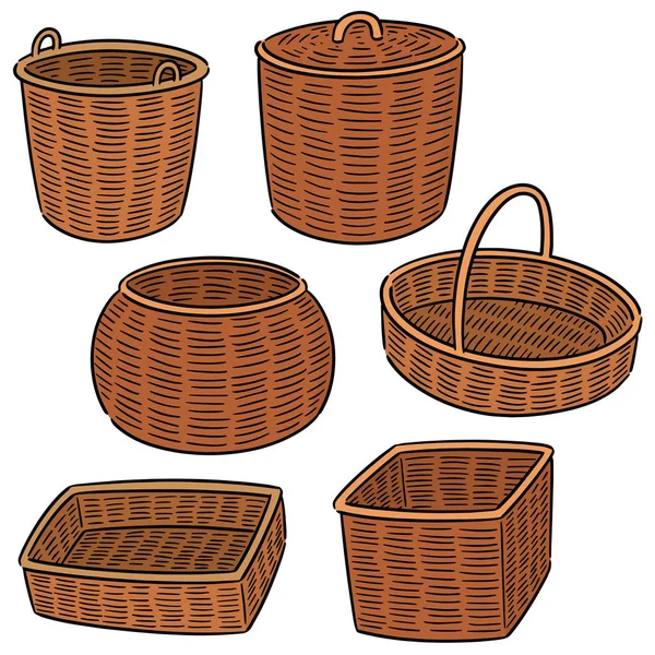 Vector set of wicker basket — Stock Vector