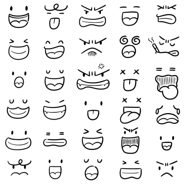 ( 영어 ) A vector set of cartoon face — 스톡 벡터