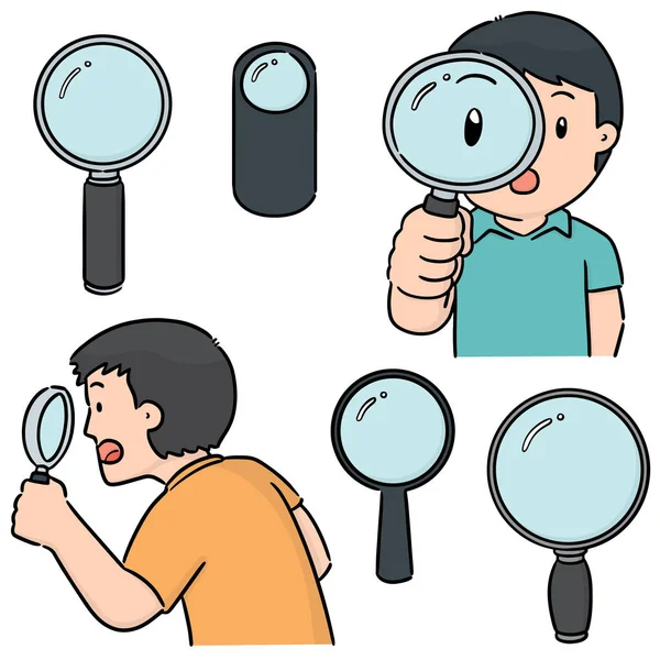 Vector set of magnifying glass — Stock Vector