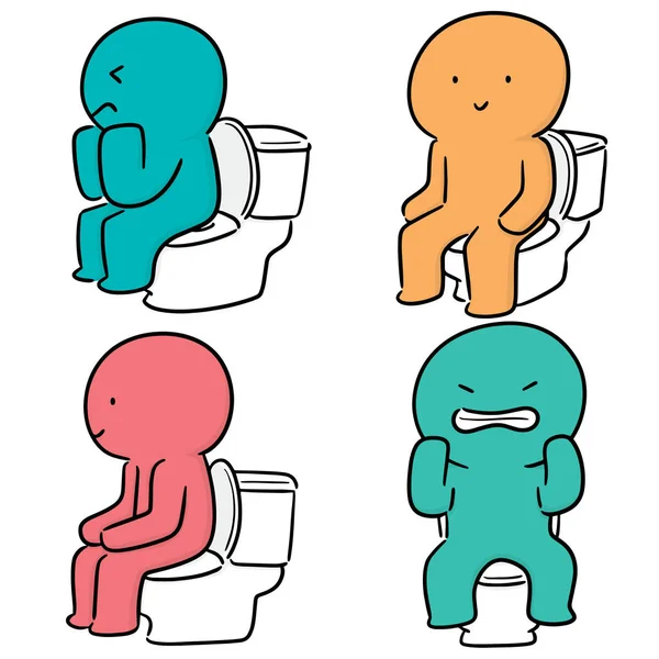 Vektor Set Von Menschen Verwenden Toilettenspülung — Stockvektor
