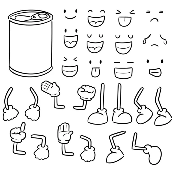 Vector Conjunto Dibujos Animados Lata — Vector de stock