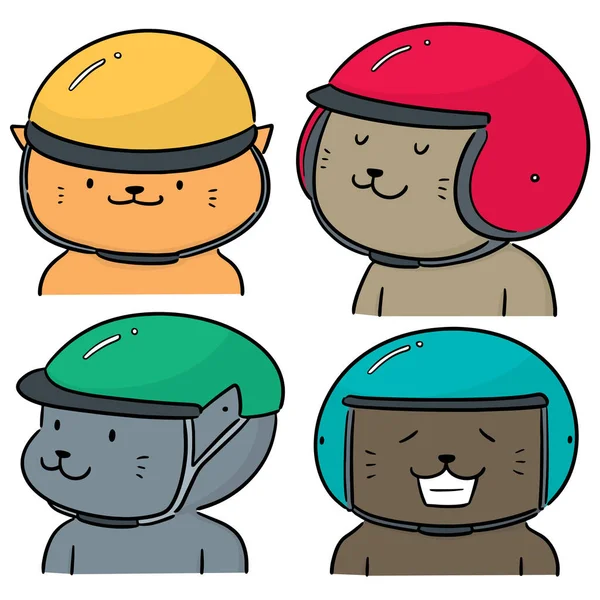 矢量集猫戴头盔 — 图库矢量图片