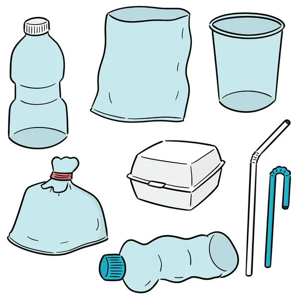 Ensemble Vectoriel Objets Plastique Boîte Mousse — Image vectorielle