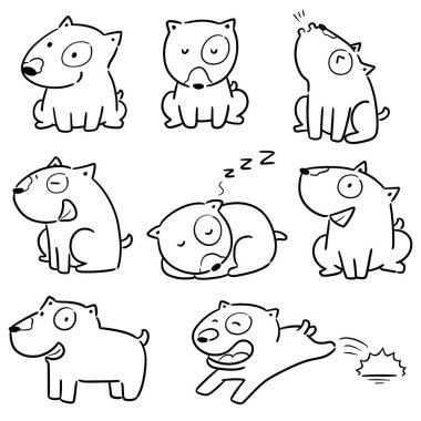 köpek, boğa korkunç vektör kümesi