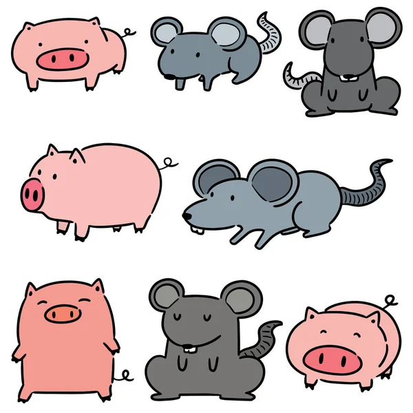 Jeu Vectoriel Porcs Rats — Image vectorielle