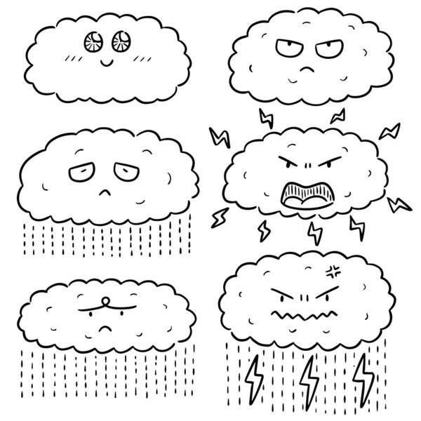Vector Conjunto Dibujos Animados Nube — Vector de stock