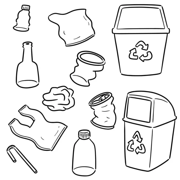 Conjunto Vetorial Reciclar Lixo Reciclar Item —  Vetores de Stock