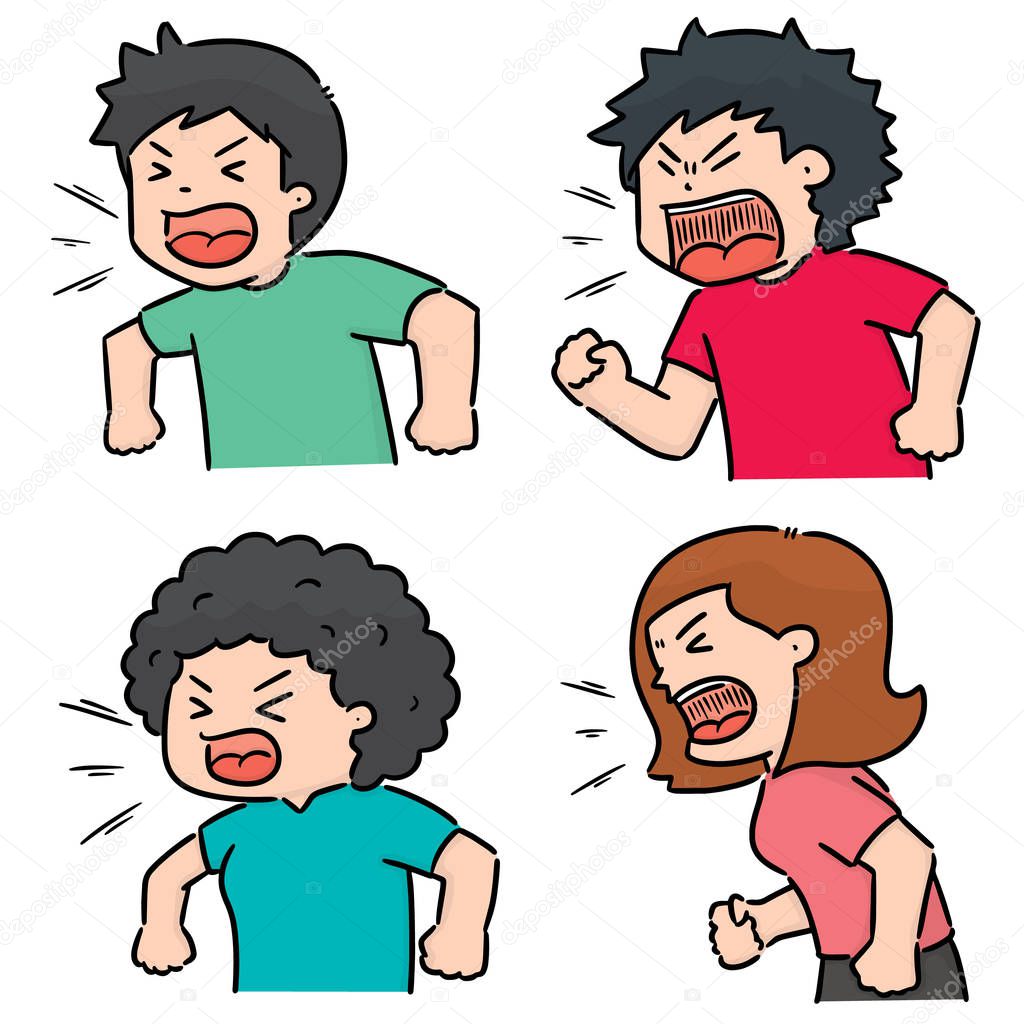 vector set of shouting people