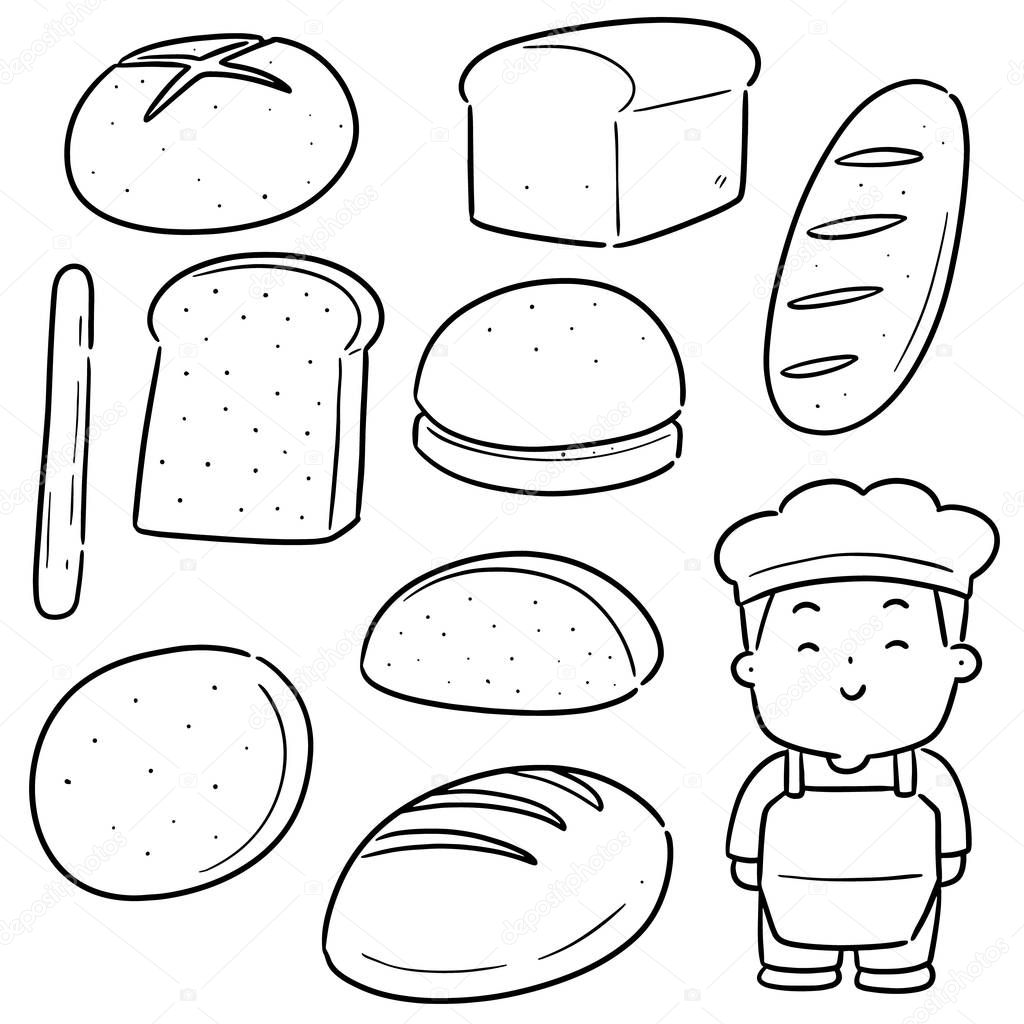 vector set of baker and bakery