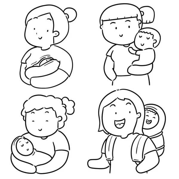 Vector Conjunto Madre Hijos — Vector de stock