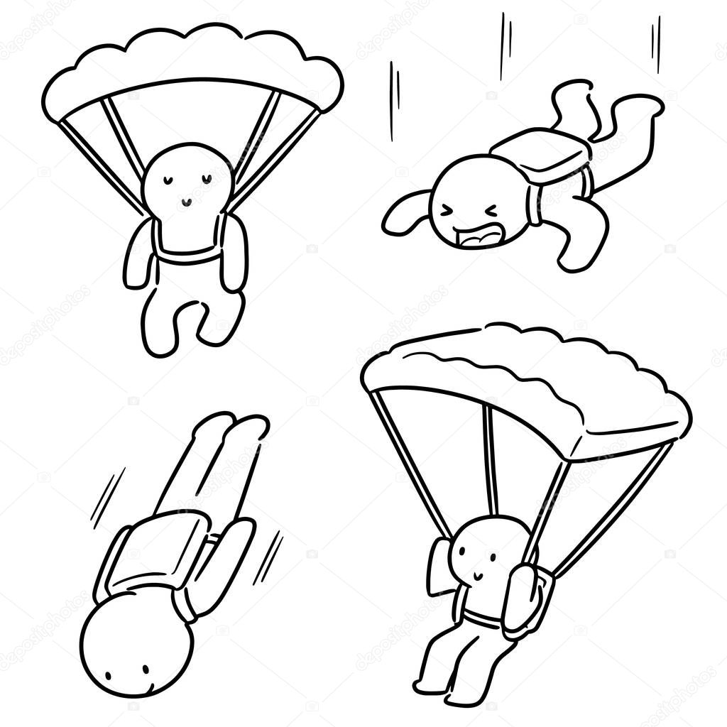 vector set of parachuter