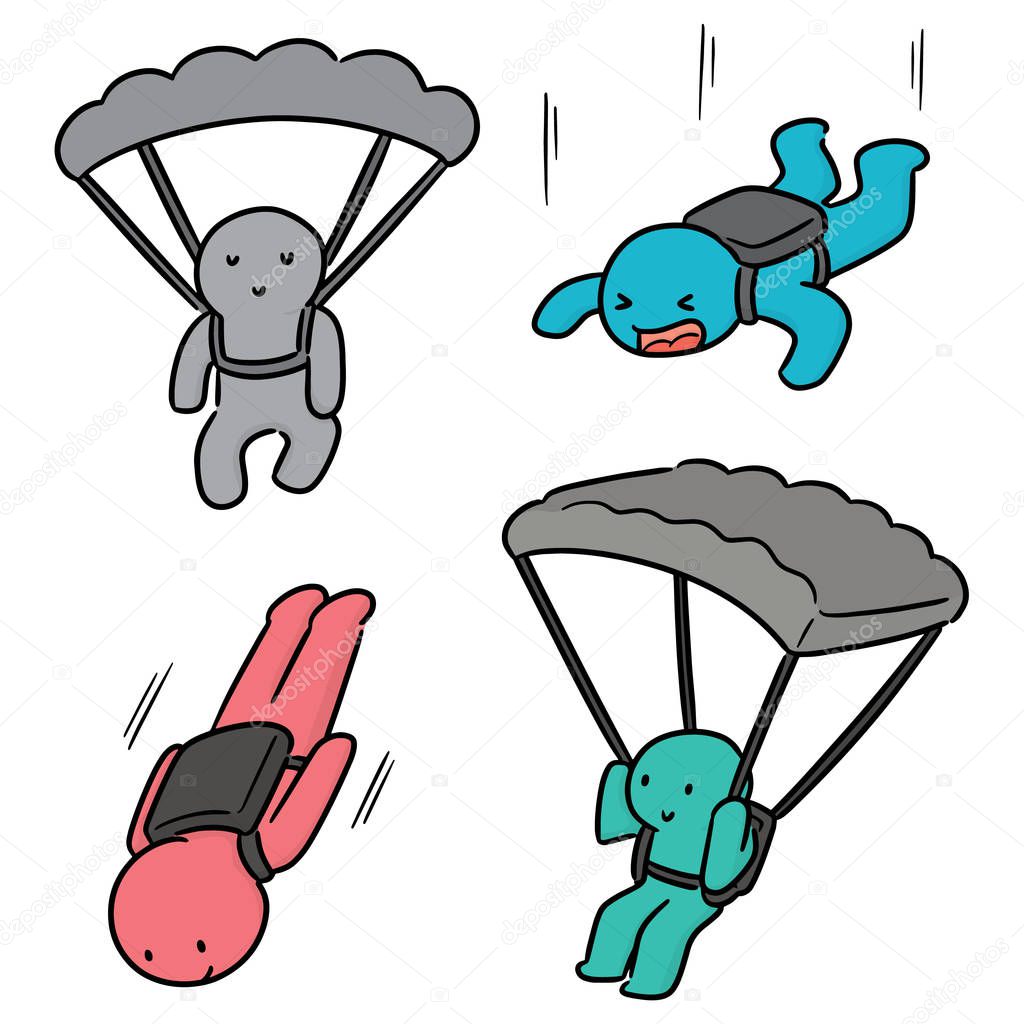 vector set of parachuter