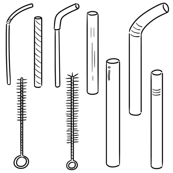 векторный набор соломенных и соломенных очистителей
