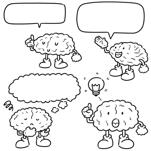 Vector Conjunto Dibujos Animados Del Cerebro — Vector de stock