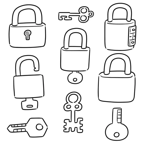Vector Set Lock Key — Stock Vector