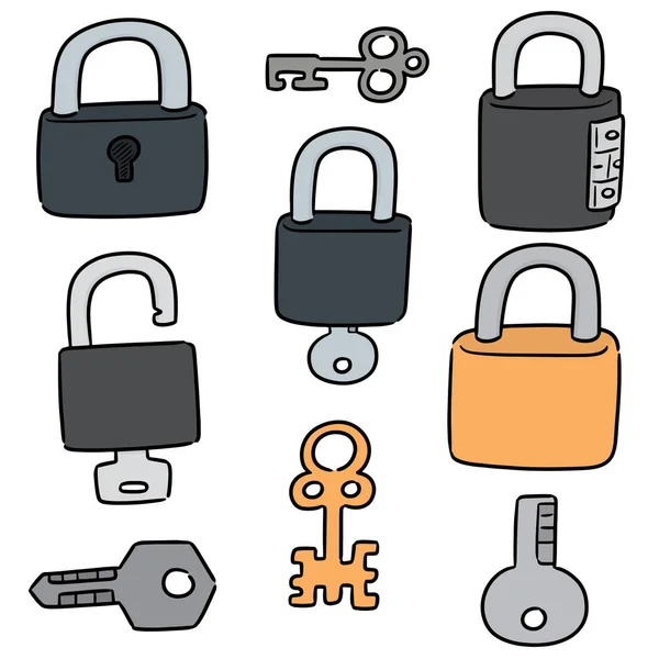 向量集的锁和钥匙 — 图库矢量图片