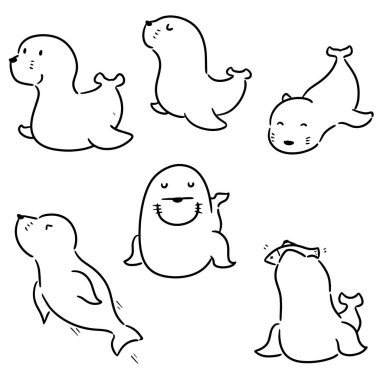 deniz aslanı vektör kümesi