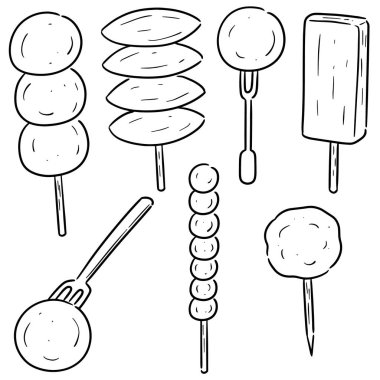 köfte, Balık top, domuz topu ve karides top vektör kümesi