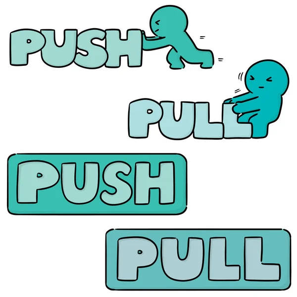 Vector Set Push Pull Sign Stock Illustration