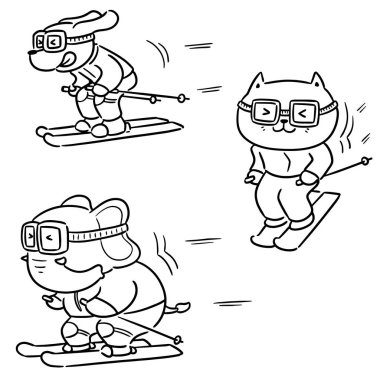 hayvan kayağı vektör seti