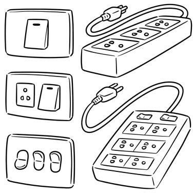 elektrik düğmesi ve fişi vektör kümesi