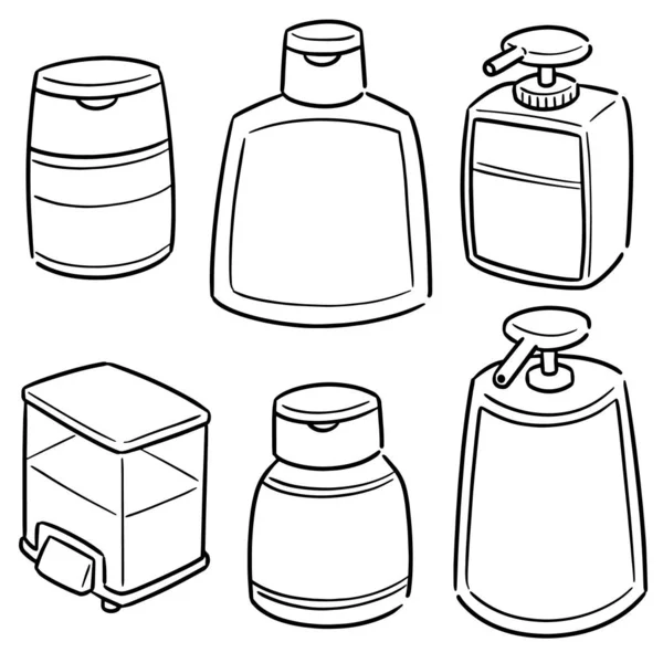 Vektör Şampuan Seti Sıvı Sabun Şişesi — Stok Vektör