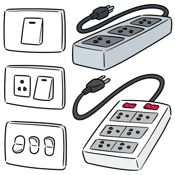 Conjunto Vetorial Interruptor Elétrico Plug —  Vetores de Stock