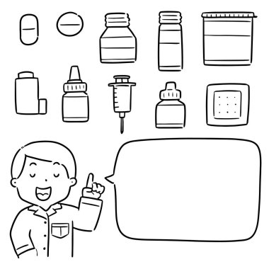 eczacı ve tıp vektör kümesi