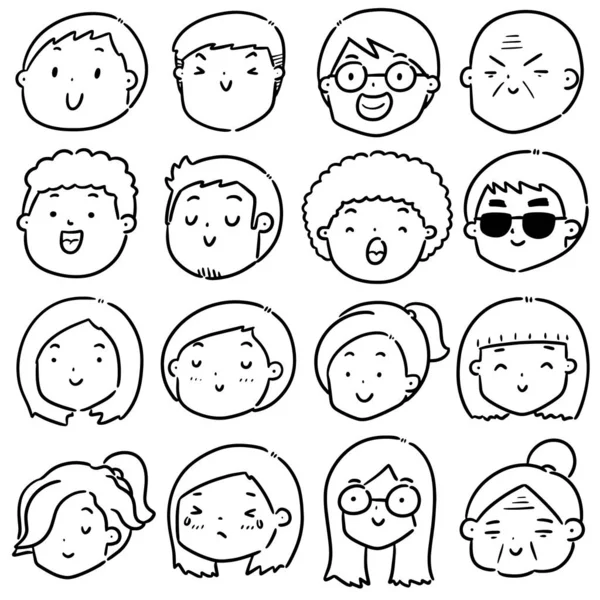 Vector Set Cartoon Face — 스톡 벡터