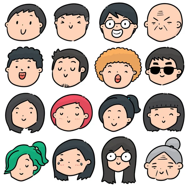 Vector Set Cartoon Face — 스톡 벡터