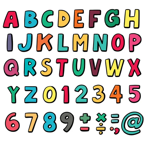 Vector Set Alphabet Number — Stock Vector