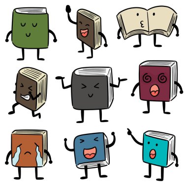 vektör set kitap karikatür