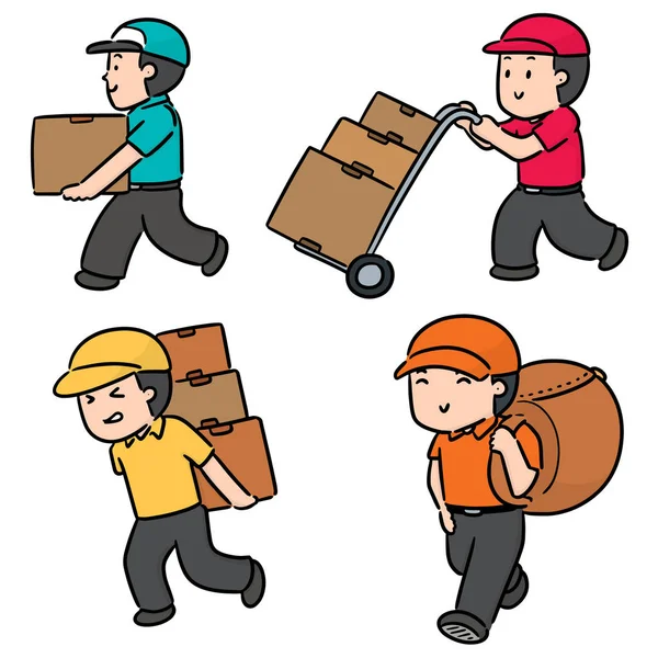 Vector Set Delivery Man — Stock Vector