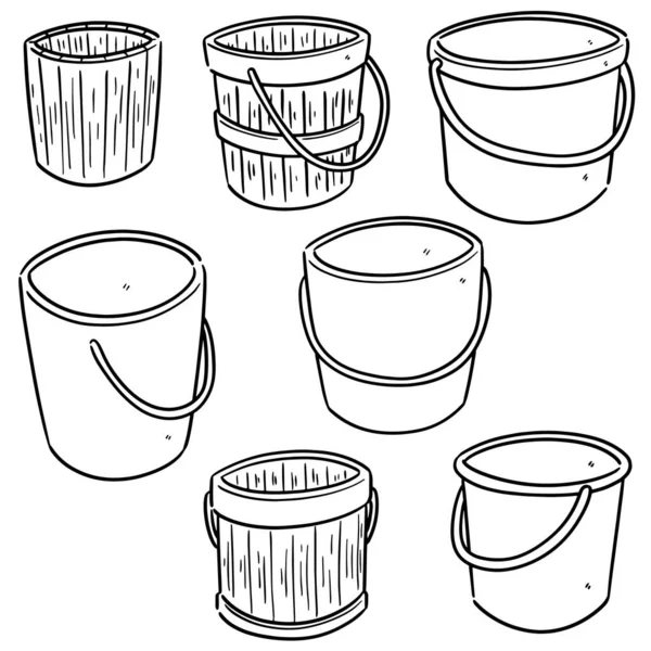 Vector Set Water Buckets — Stock Vector