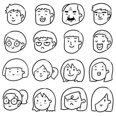 vektör çizgi film yüzü kümesi