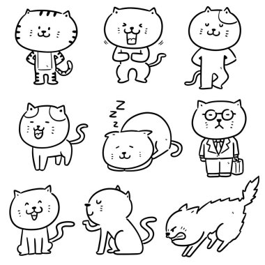 vektör kümesi kedi çizgi filmi