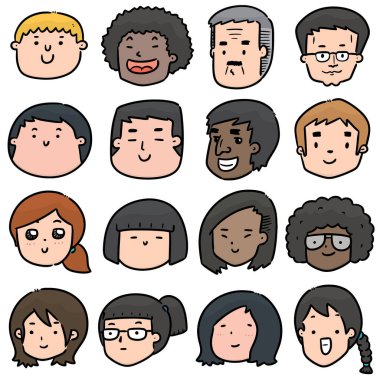 vektör çizgi film yüzü kümesi