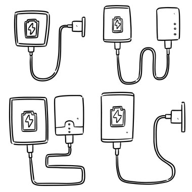 akıllı telefon şarj vektör kümesi