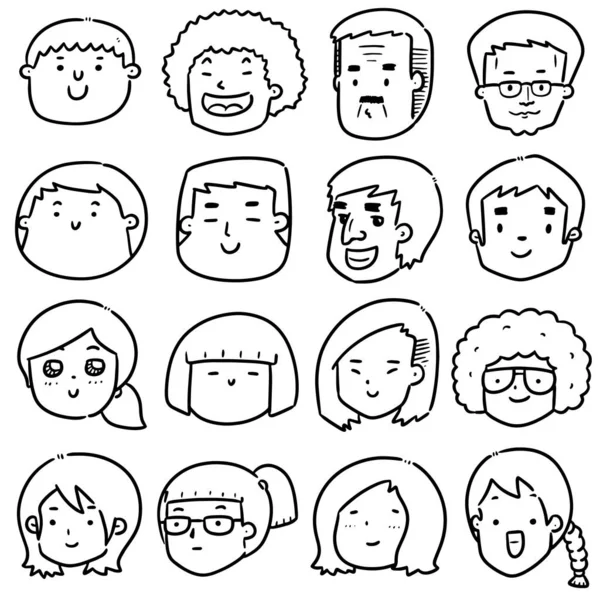 Vector Conjunto Cara Dibujos Animados — Vector de stock