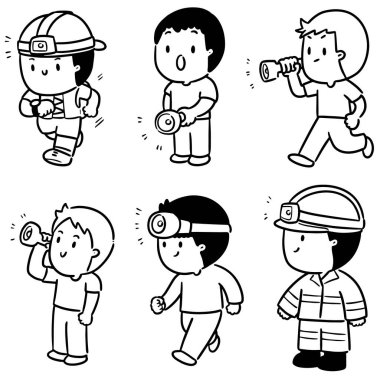 Vector set of man using torch clipart svg vector 