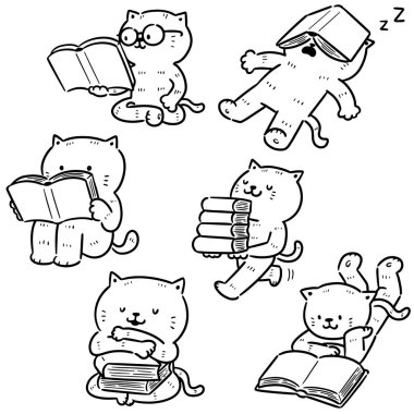 Kedi okuma kitabının vektör kümesi