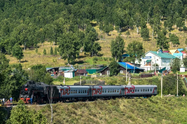 Августа 2018 Года Остановка Паровоза Железной Дороге Цирк Бакал Село — стоковое фото