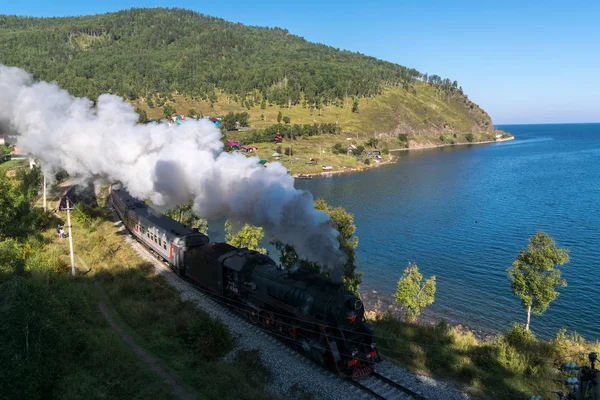 Agosto 2018 Passeios Locomotiva Turística Vapor Circum Baikal Railway Old — Fotografia de Stock